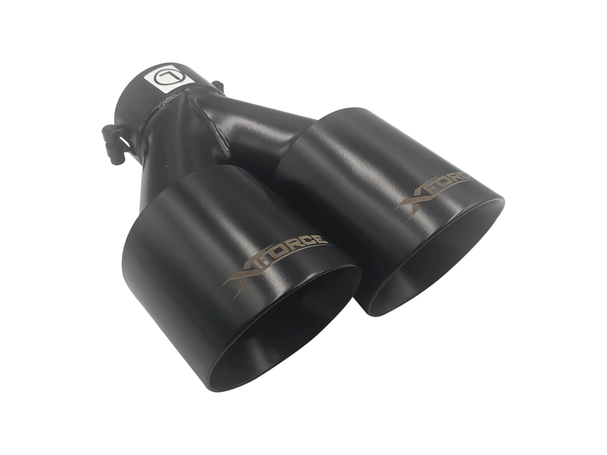 Twin 4Inch Round Matte Black Angle Cut Tip with 3" Inlet for Left Hand Side